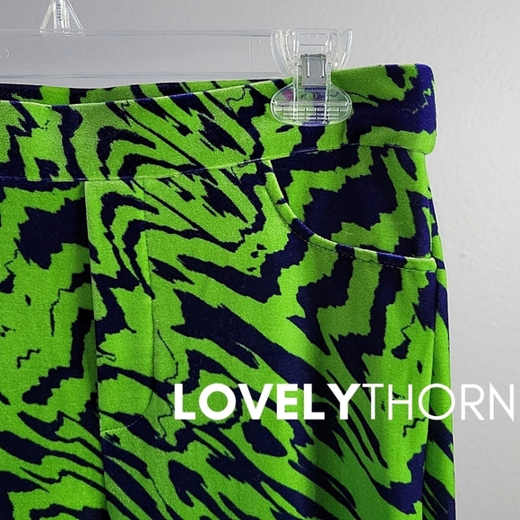 ZARA // retro-chic green blue velvet high waist straight slight flare pants - Picture 10 of 16